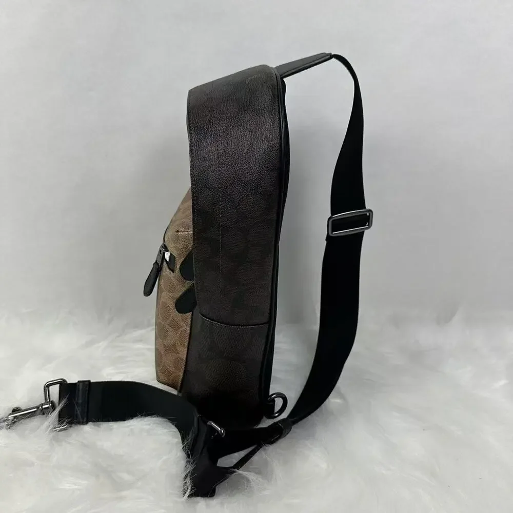 COACH Men's West Pack In Blocked Signature Canvas Walnut / Tan CAB60 NWT - Picture 3 of 9